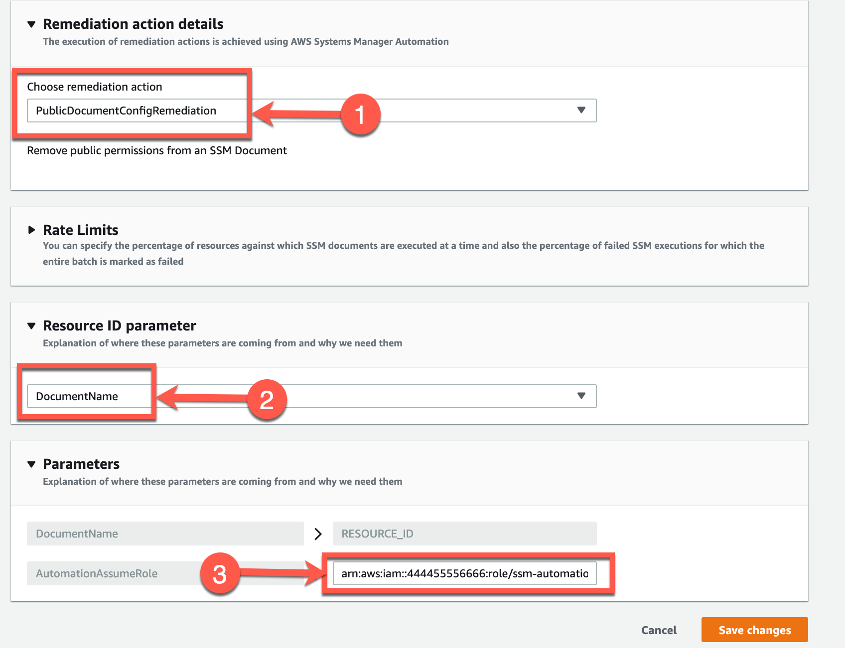 Specify configuration settings for remediation