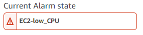 Dashboard Widget showing the current alarm state. A single alarm called EC2-low_CPU is in the alarm state.