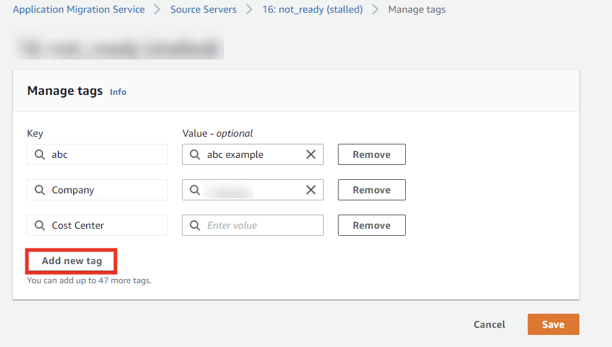 Manage tags dashboard. Figure explained further in post.