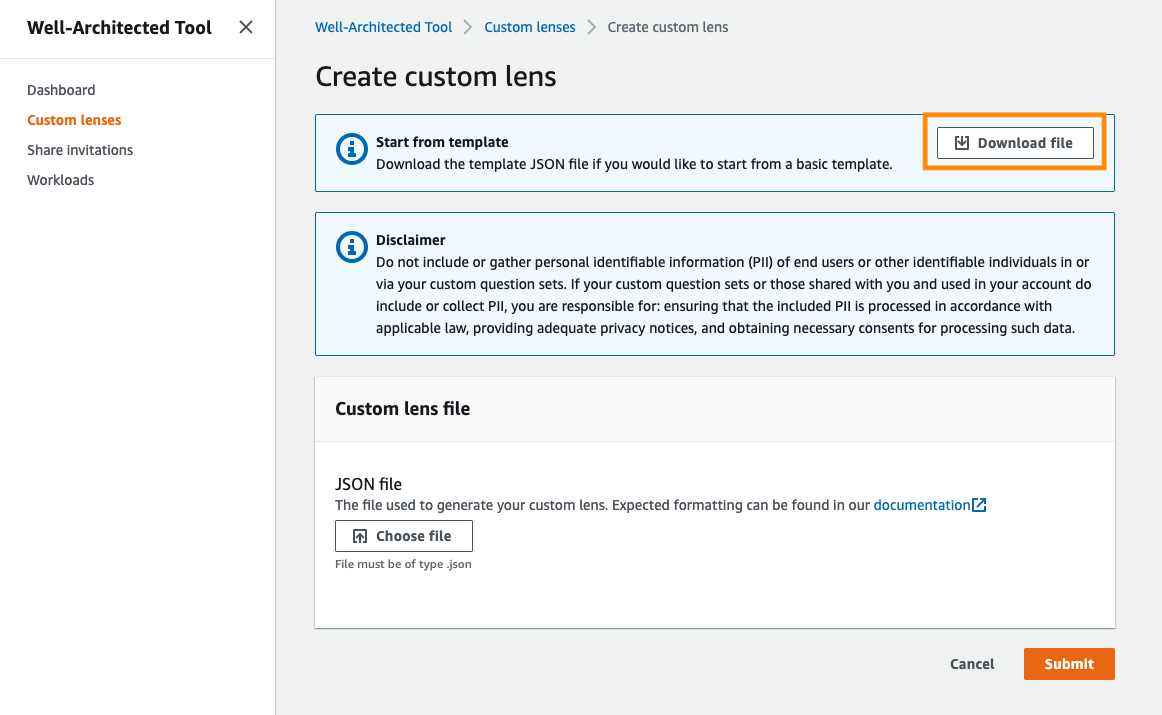 Create custom lens wizard