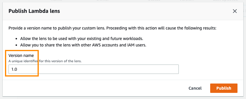Specify version name for custom lens