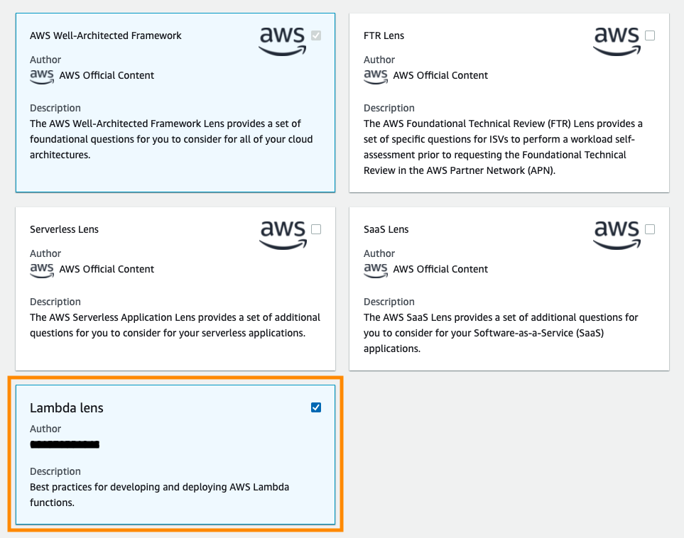 Apply newly created custom lens when defining a new workload