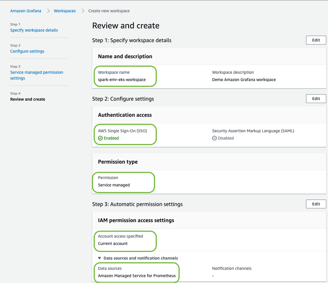 SSO enabled in Amazon Managed Grafana Console