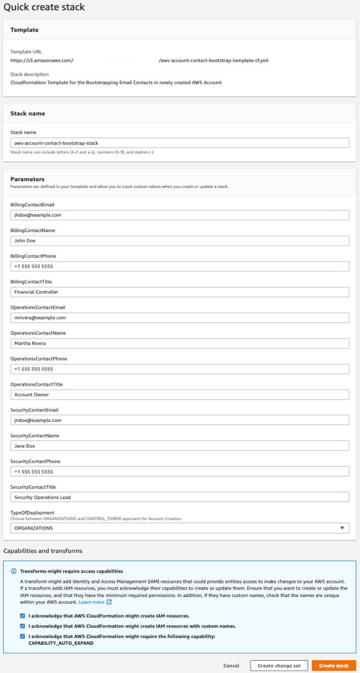 screenshot of quick create stack page. 