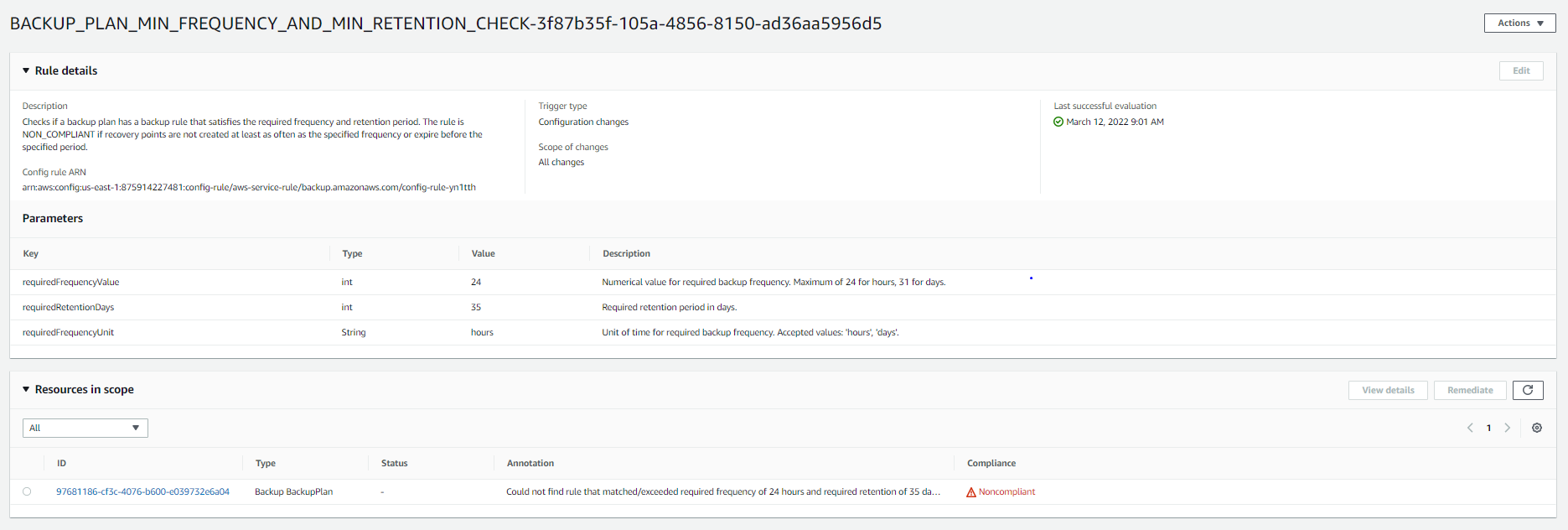 backup audit manager violation due to backup frequency