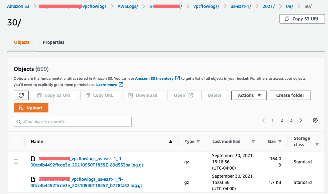 Figure 12 :- Verify VPC Flow Logs in S3 bucket in the log archive account 