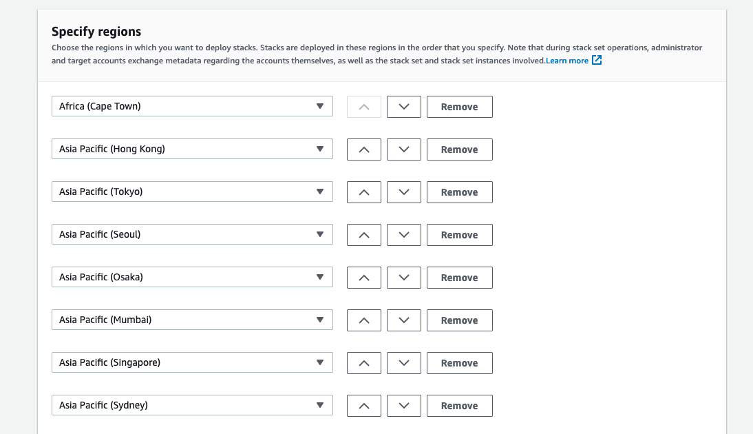 Figure 6 :- Choose AWS regions for StackSet deployment 