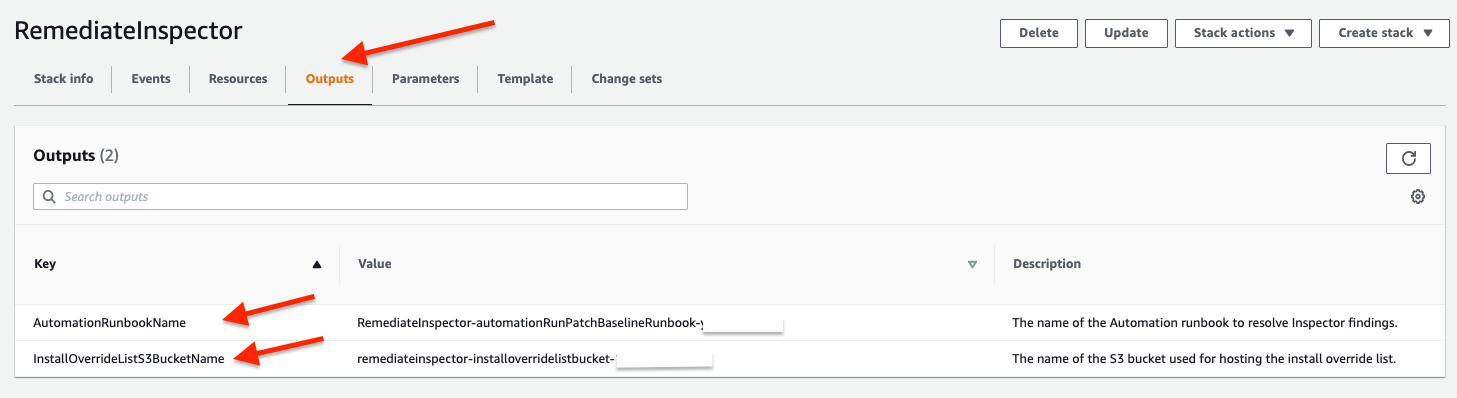 Figure 8: CloudFormation outputs tab