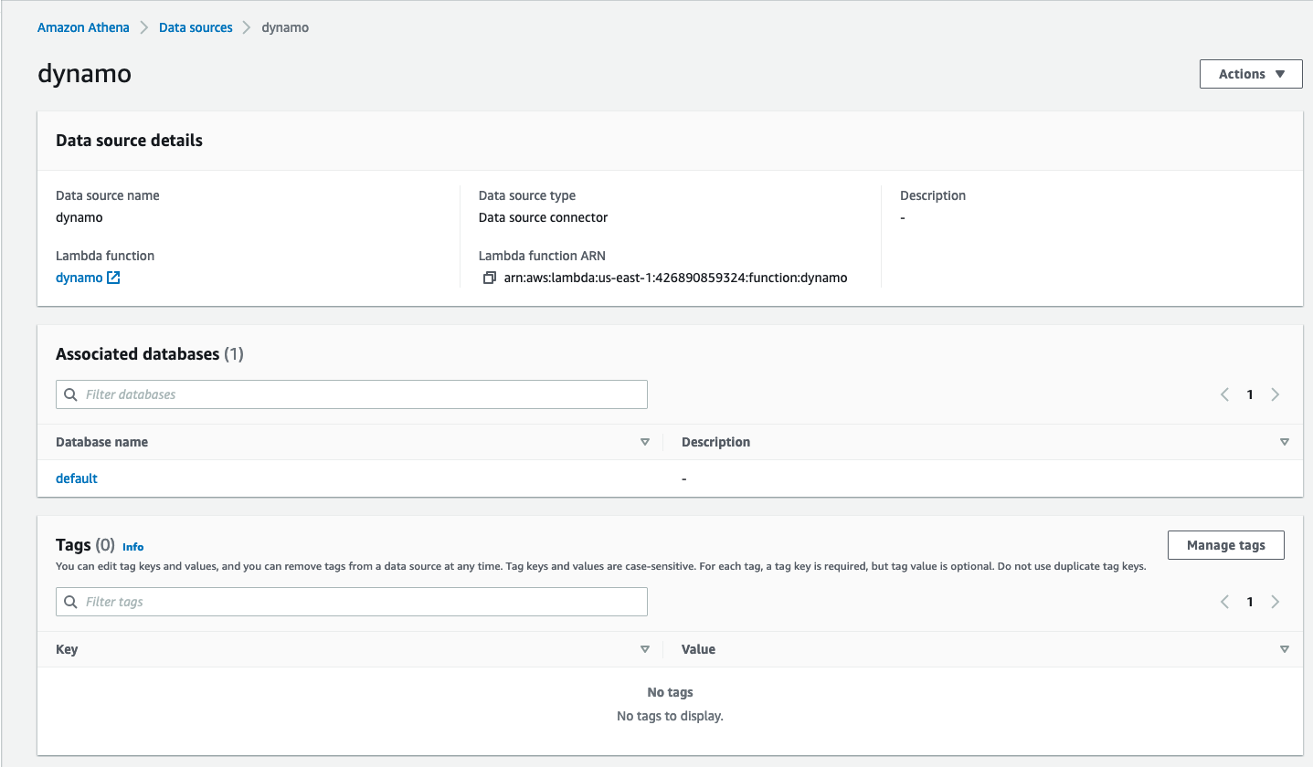 Now you can query the DynamoDB table with SQL in the Athena query editor: