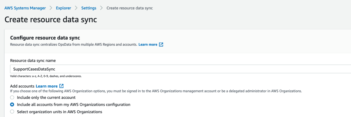 Choosing current account or AWS Organizations
