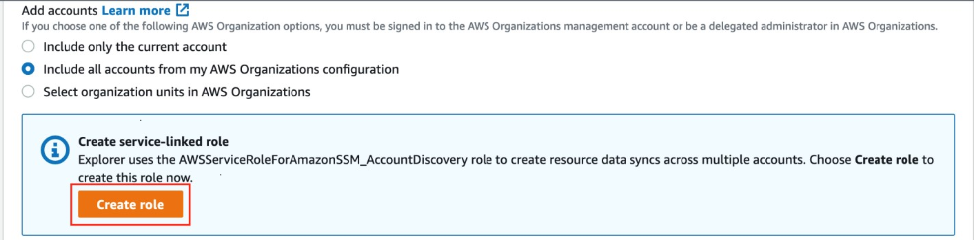 Creating service linked role for account discovery