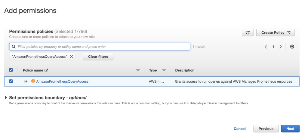 Add the managed policy to the role.
