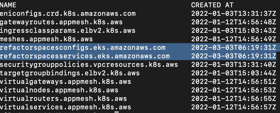 Figure 3. Output of command - kubectl get crd
