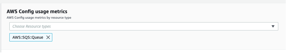 Filter by resource type for AWS Config usage metrics.