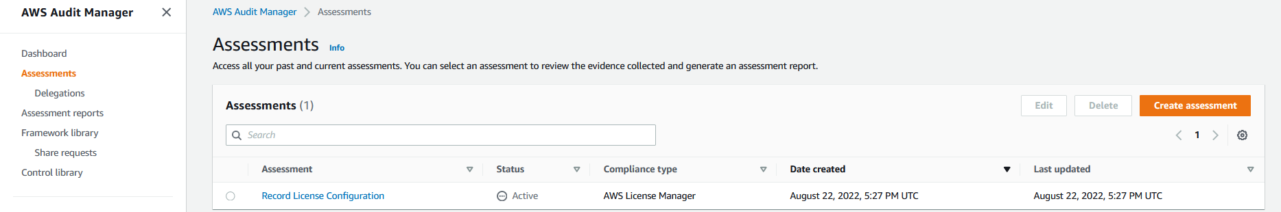 The Record License Configuration is displayed with a status of Active.