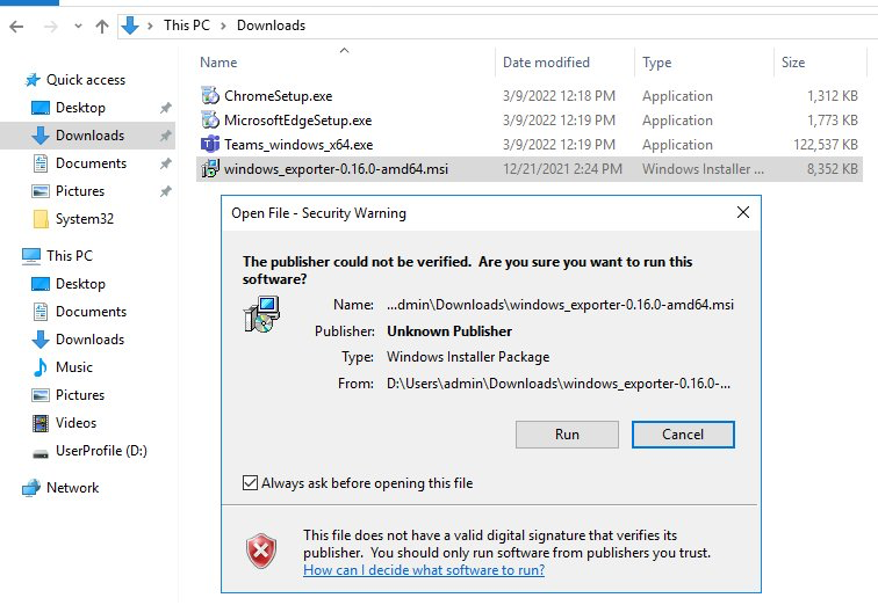 Next, you’ll install the downloaded software on this Amazon WorkSpaces to use a template for all of the other WorkSpaces. Navigate to the location of the software and install by double-clicking on the .msi file.