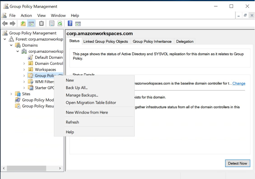 Access the Group Policy Management Tool with a Windows Admin permission account by opening the Group Policy Management tool. Create a new Group Policy by right-clicking and selecting new. Right-click on the new GPO, and select Edit.