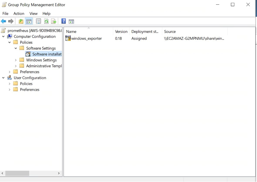 You can see the Group Policy Management Editor shows the Share path in the Source path.