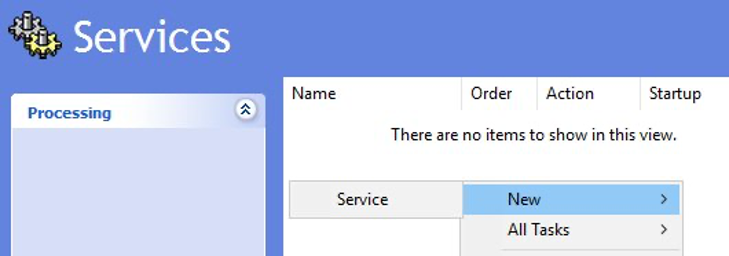 Next, select New Service:
