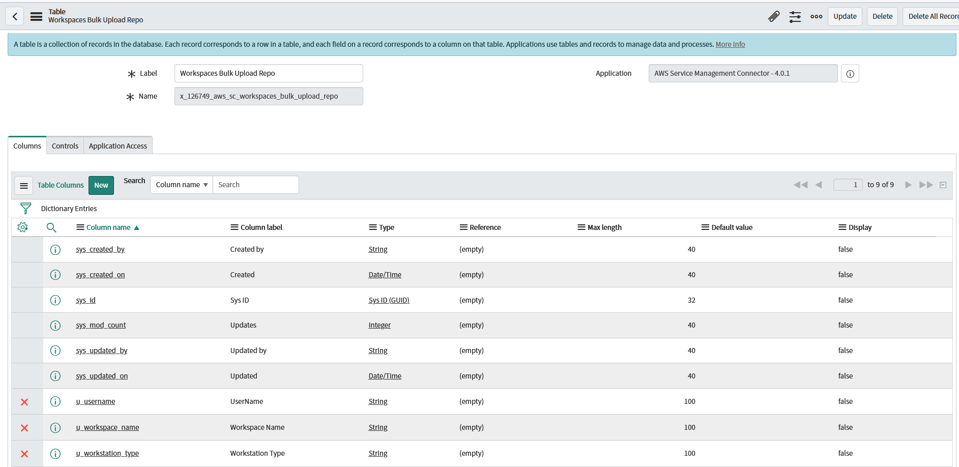 ServiceNow transform target table creation