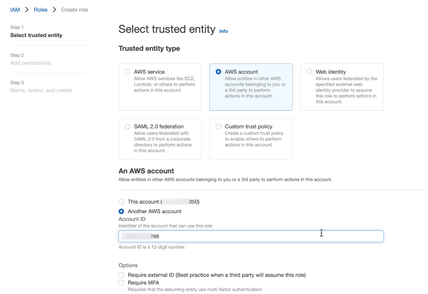 Figure 11: Create IAM role for cross-account access.