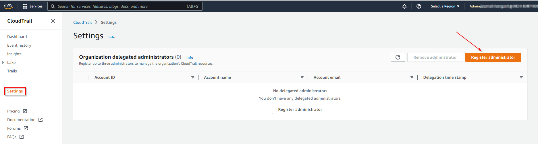 Figure 2: Choose Register Administrator option