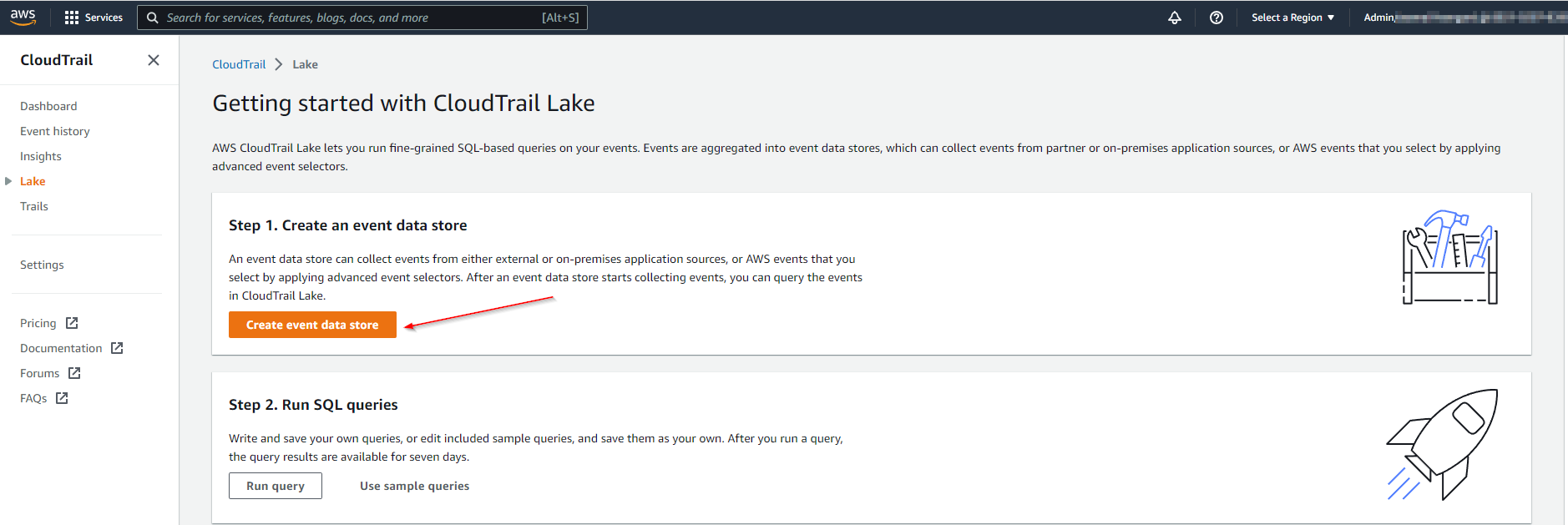 Figure 6: Create event data store
