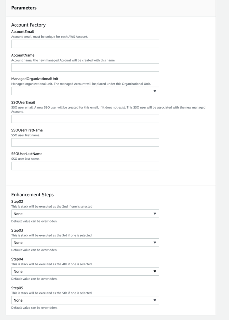 the admin selects the parameters