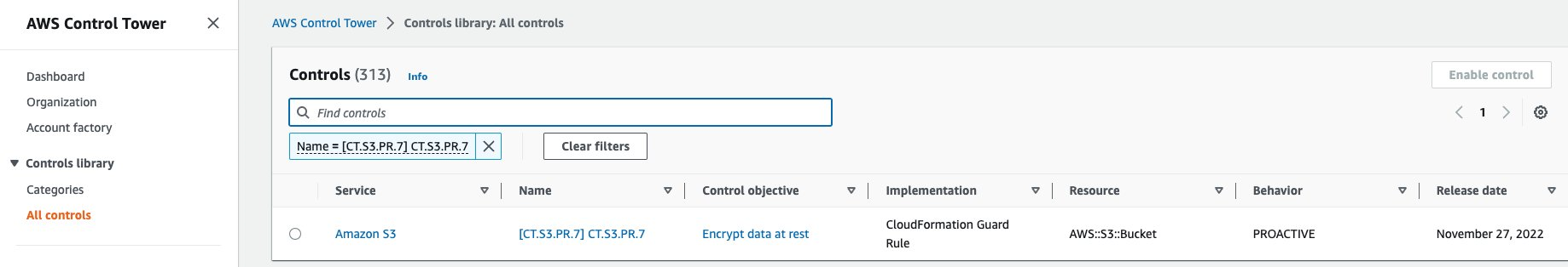 Filtered control for Name = [CT.S3.PR.7] CT.S3.PR.7 filter text in Controls view
