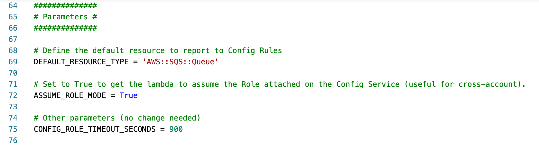 Figure 3 shows the custom AWS Config rule file, where we are changing the value of ASSUME_ROLE_MODE from False to True.
