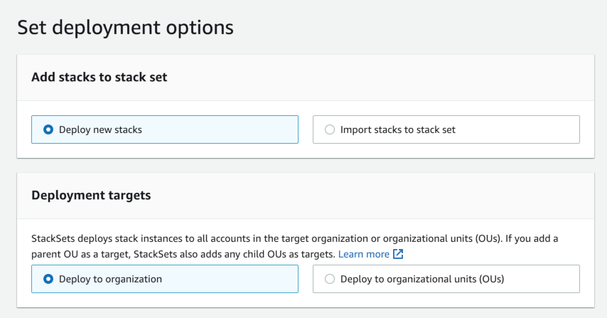 Choose to deploy to an organization or specific organizational units