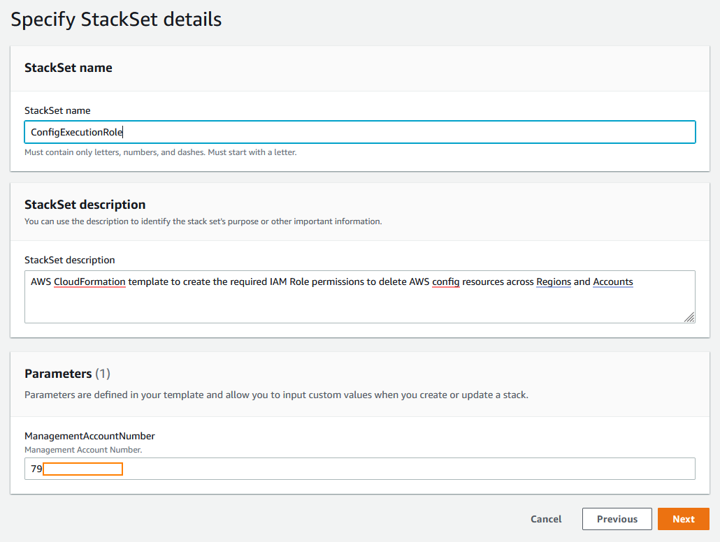 Figure 2. Specify the StackSet Details