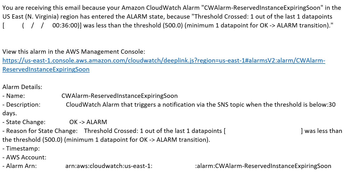 Figure 16: SNS email notification
