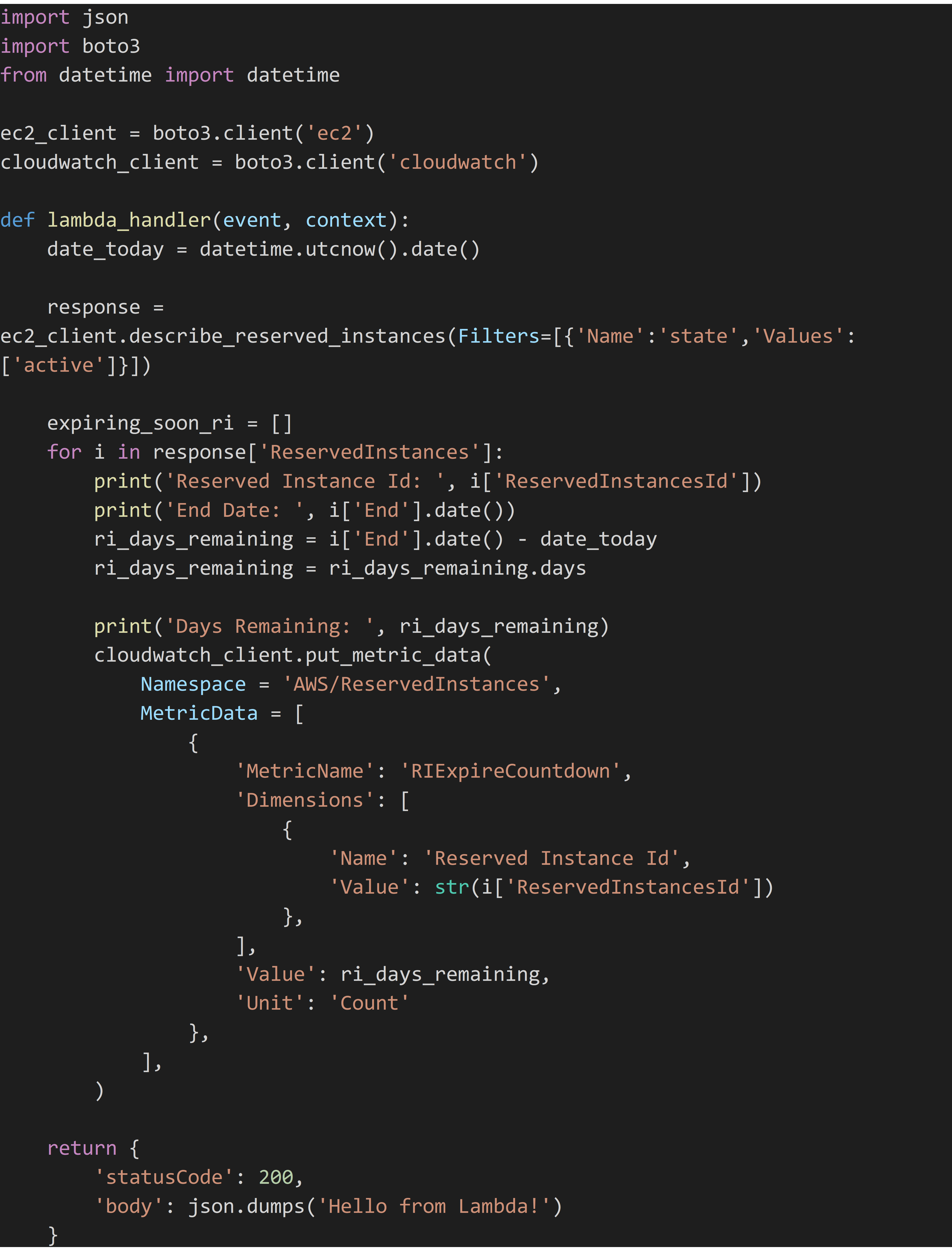 Figure 4: Lambda function code