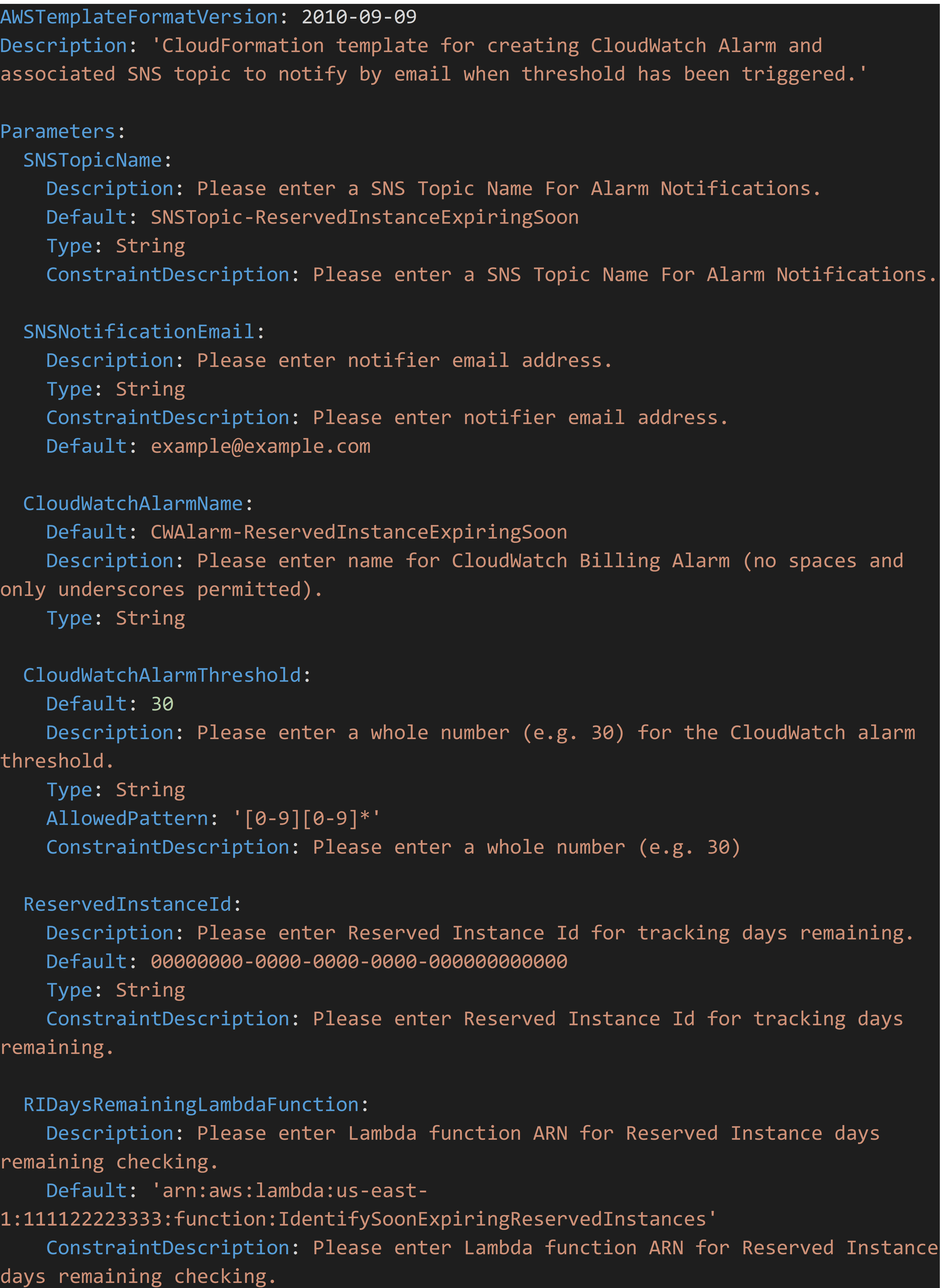 Figure 6: CloudFormation template