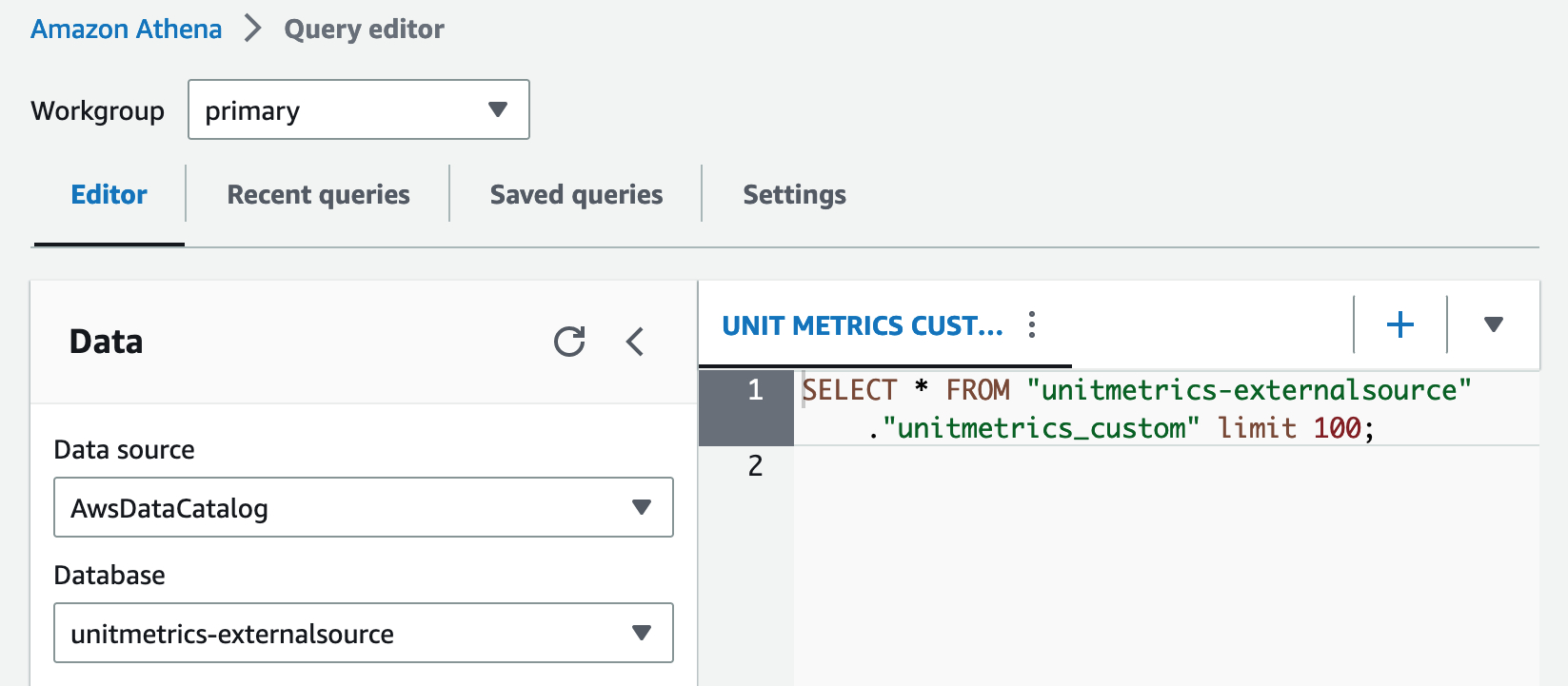 Shows screenshots from Amazon Athena Query Editor.]