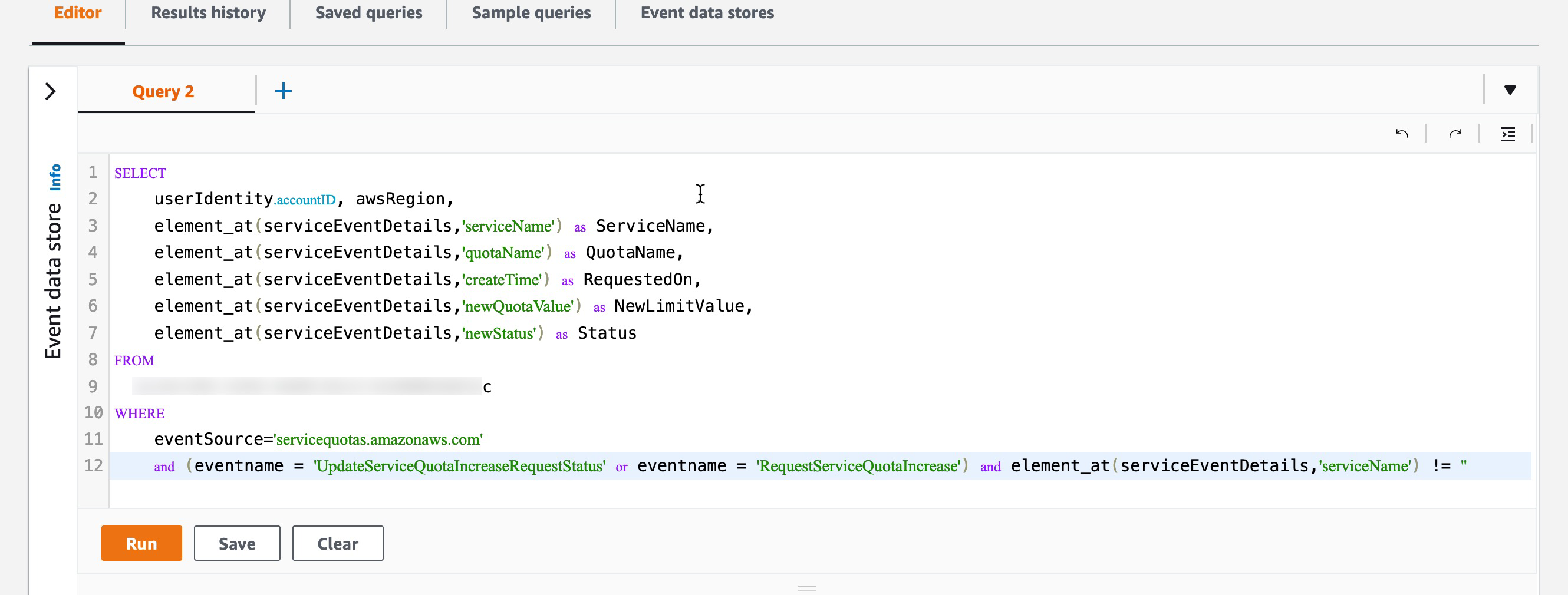 Figure 4. Paste query in the query editor section.