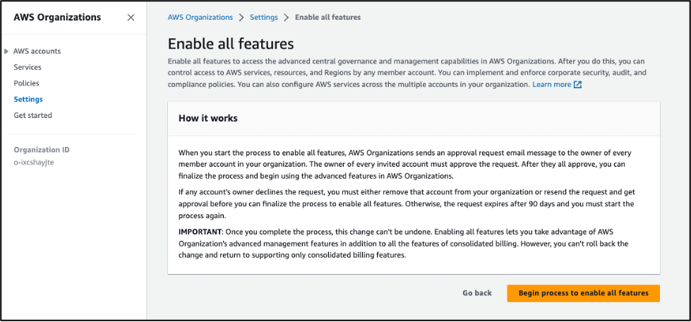 Enable all features standard migration