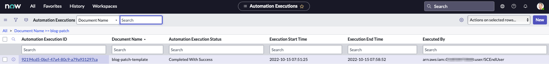 Diagram showing blog-patch execution status completed with success.