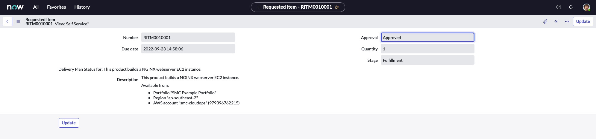 Diagram showing the approval state for the item.