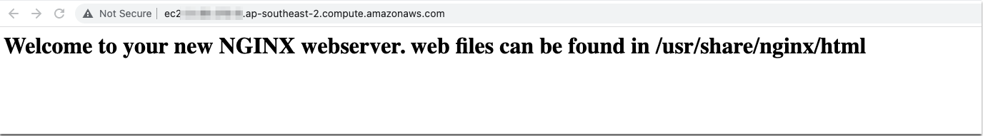 Diagram showing the NGINX web server home page on the browser.