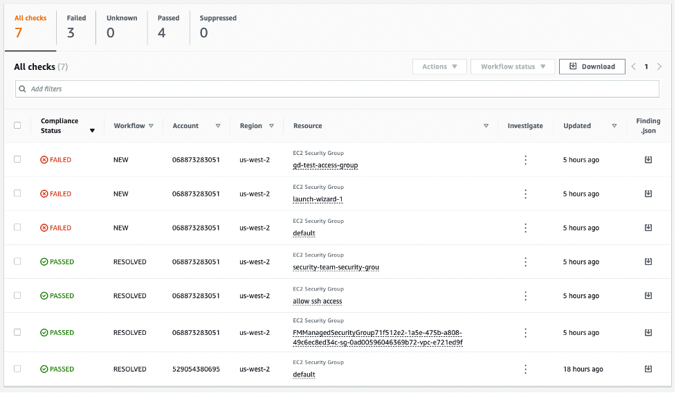 In Figure 8, we see how to check the compliance status of the control from the security hub service within the member account on which we enabled the control.