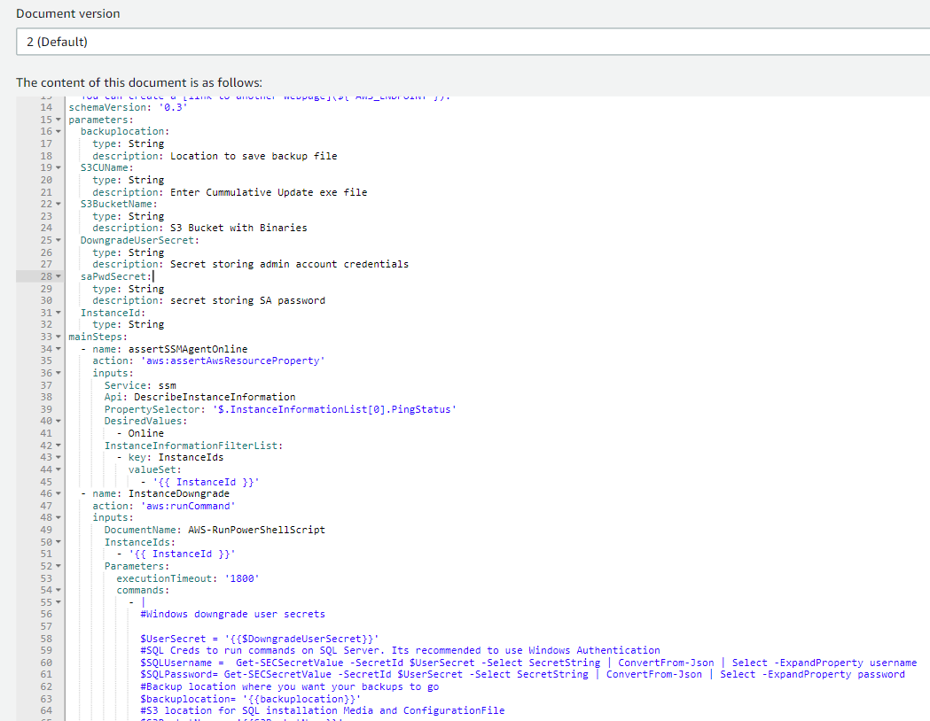 AWS SSM Document content
