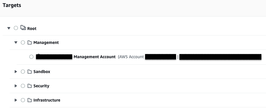 Target OUs or Accounts for Backup policy