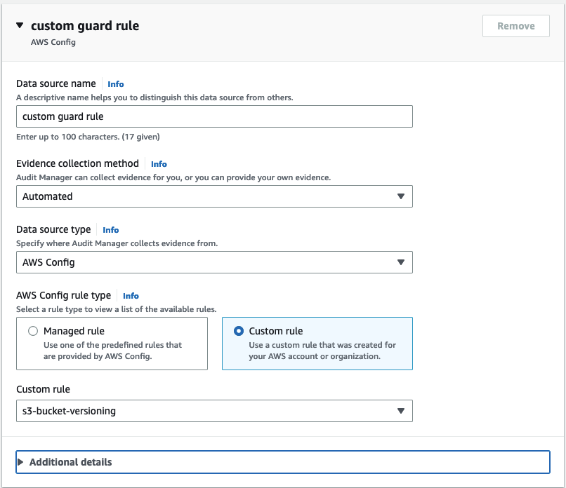 Select the custom rule as your data source