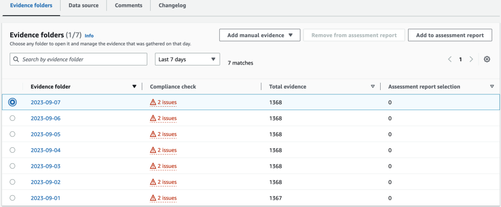 Add evidence to the assessment report