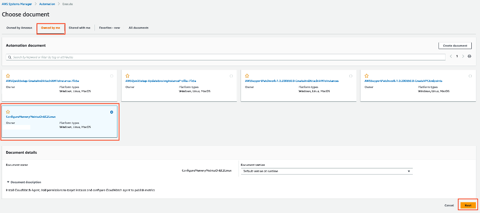 AWS Systems Manager – Select document