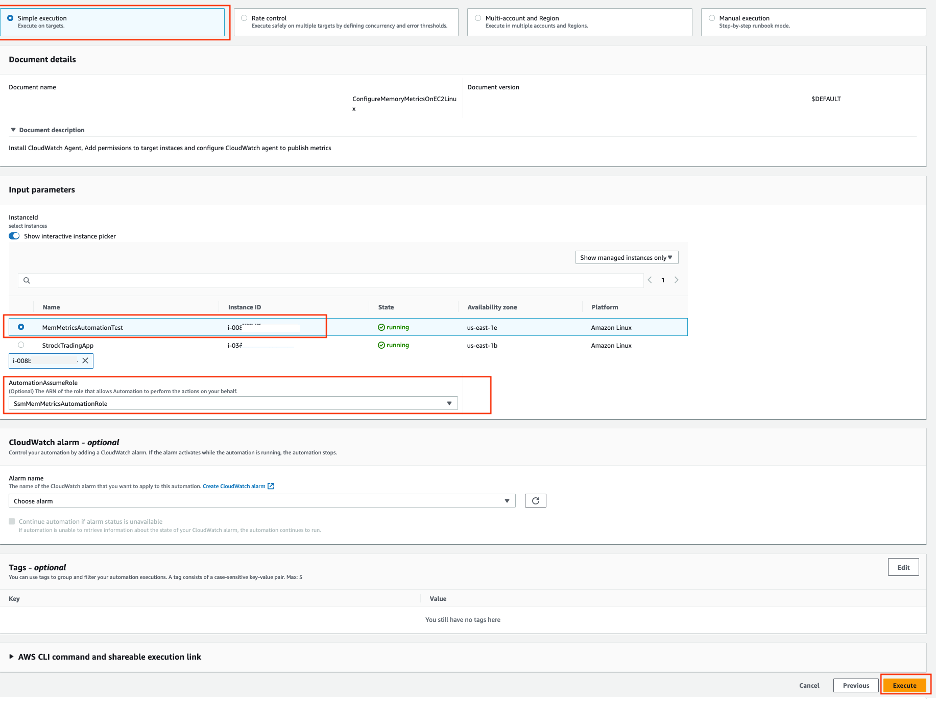 AWS Systems Manager - Execute automation
