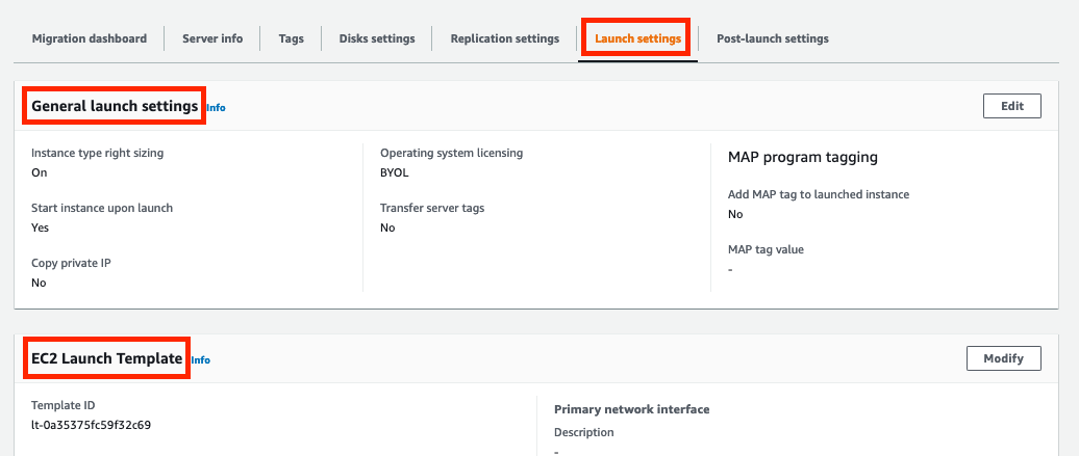 Figure 13 Launch settings section of our source server.