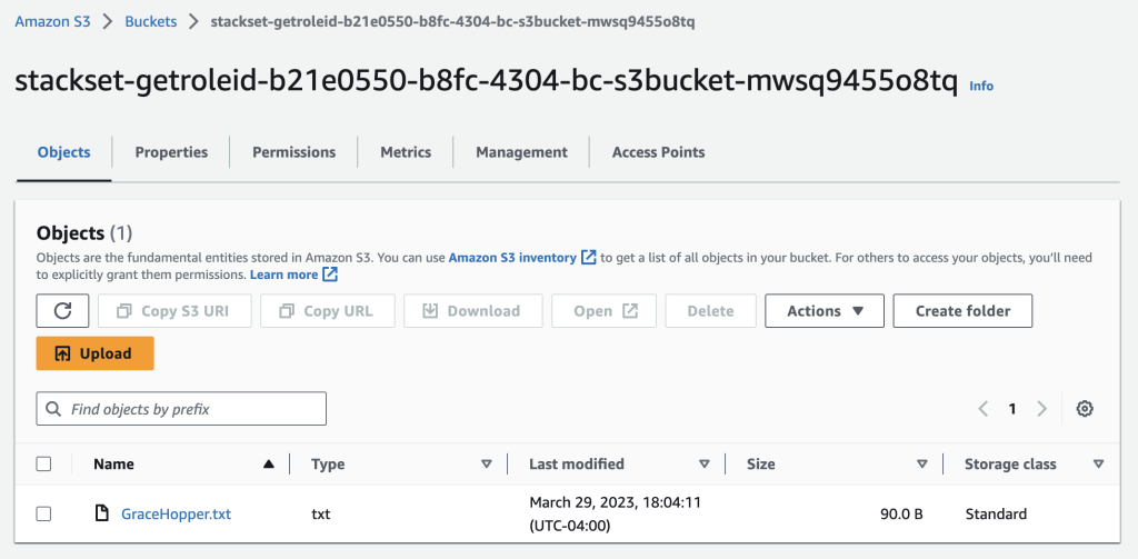 Figure 2: Screenshot demonstrating a user that has proper permissions to view an S3 object.